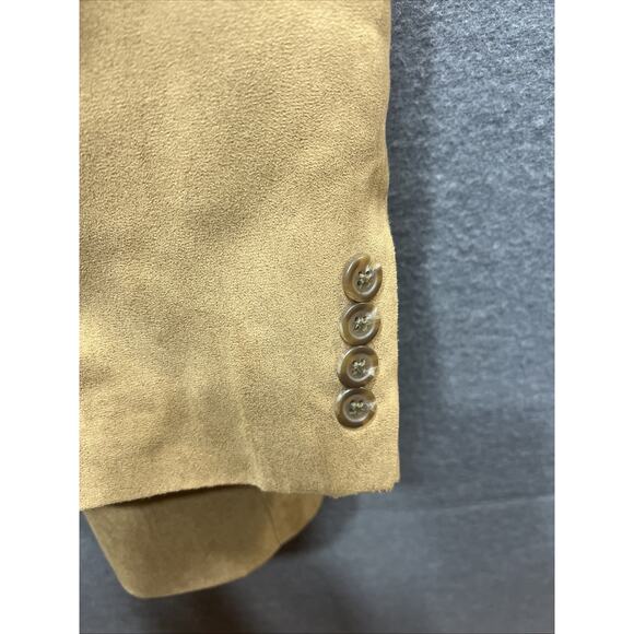 Vintage Lauren Ralph Lauren Sport Jacket Two Button Faux Suede Tan Mens Size 42S - Picture 5 of 12